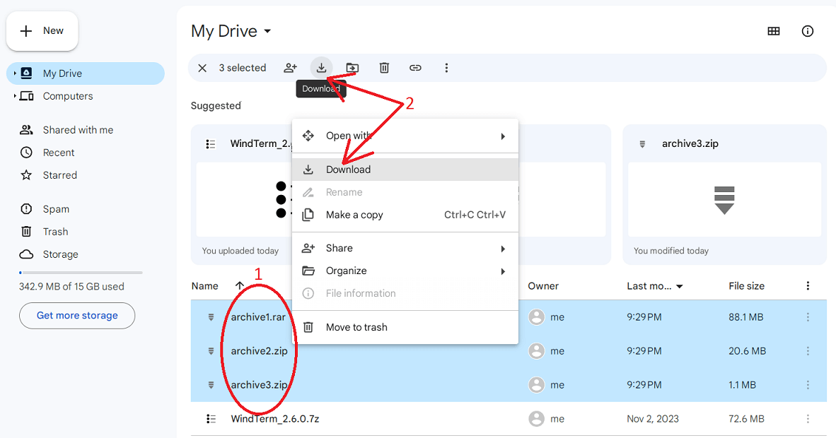 Download multiple files from Google Drive